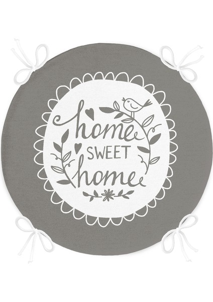 Real Homes Home Sweet Home Dijital Baskılı Yuvarlak Fermuarlı Sandalye Minderi fırsatları