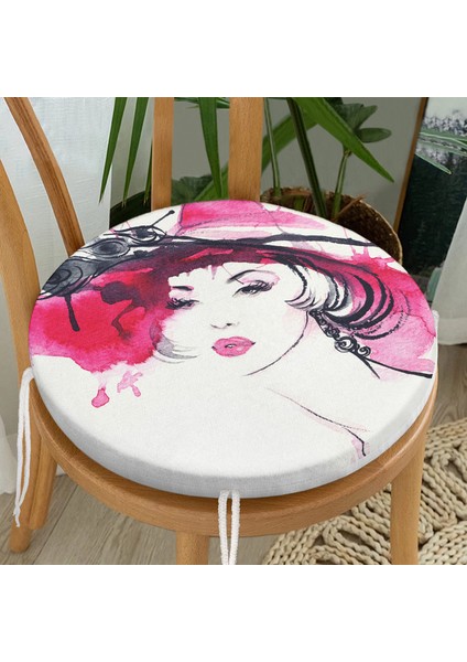 Real Homes Sulu Boya Özel Tasarım Fashion Women Dijital Baskılı Yuvarlak Fermuarlı Sandalye Minderi