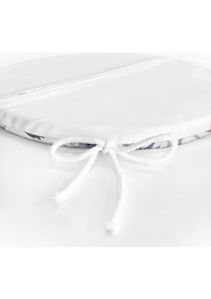 Real Homes Realhomes Beyaz Zeminli Geyik ve Yaprak Motifleri Dijital Baskılı Modern Yuvarlak Fermuarlı Sandalye Minderi indirimleri