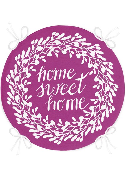 Real Homes Home Sweet Home Dijital Baskılı Yuvarlak Fermuarlı Sandalye Minderi fırsatları