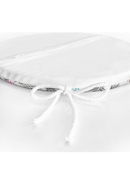 Real Homes Beyaz Zeminde Ananas Motifli Dijital Baskılı Yuvarlak Fermuarlı Sandalye Minderi indirimleri