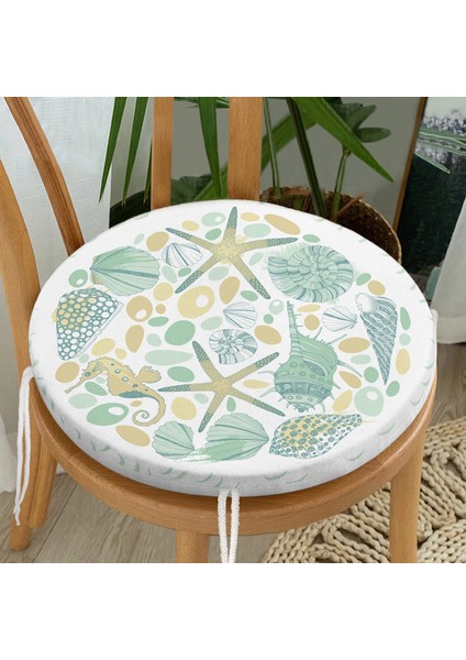 Real Homes Beyaz Zemin Üzerinde Deniz Yıldızı Desenli Dijital Baskılı Modern Yuvarlak Fermuarlı Sandalye Minderi fiyatları