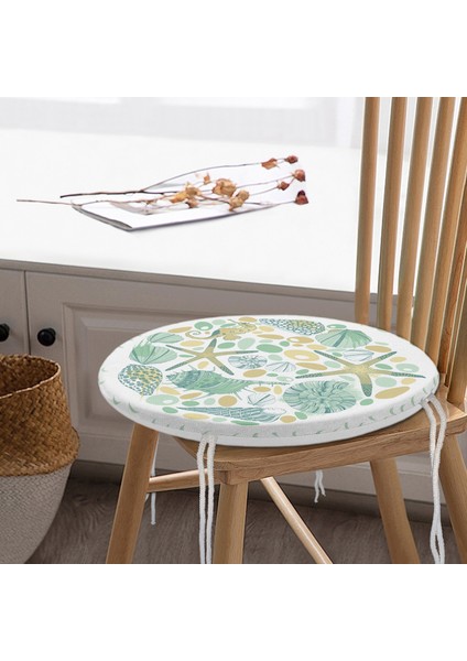 Real Homes Beyaz Zemin Üzerinde Deniz Yıldızı Desenli Dijital Baskılı Modern Yuvarlak Fermuarlı Sandalye Minderi modelleri