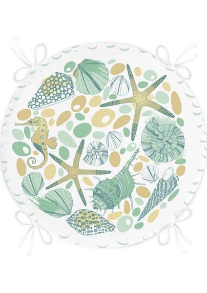 Real Homes Beyaz Zemin Üzerinde Deniz Yıldızı Desenli Dijital Baskılı Modern Yuvarlak Fermuarlı Sandalye Minderi fırsatları