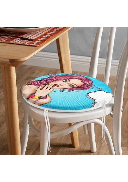 Real Homes Pop Art Desen Dijital Baskılı Yuvarlak Fermuarlı Sandalye Minderi fiyatları