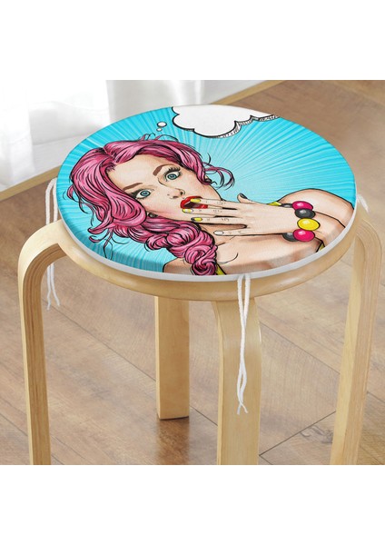 Real Homes Pop Art Desen Dijital Baskılı Yuvarlak Fermuarlı Sandalye Minderi modelleri