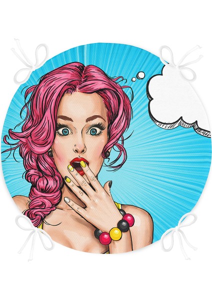 Real Homes Pop Art Desen Dijital Baskılı Yuvarlak Fermuarlı Sandalye Minderi fırsatları
