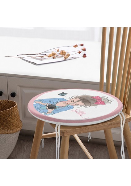 Real Homes Özel Tasarım Smile Take Up Desenli Yuvarlak Fermuarlı Sandalye Minderi modelleri