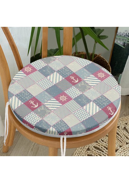 Real Homes Patchwork Desenli Özel Tasarım Dijital Baskılı Modern Yuvarlak Fermuarlı Sandalye Minderi fiyatları