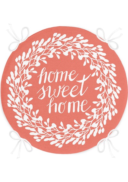 Real Homes Home Sweet Home Dijital Baskılı Yuvarlak Fermuarlı Sandalye Minderi fırsatları