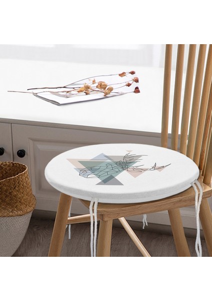 Real Homes Geyik Çizimli Modern Dijital Baskılı Yuvarlak Fermuarlı Sandalye Minderi