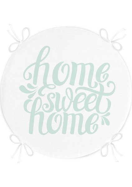 Real Homes Bulut Mavi Home Sweet Home Yuvarlak Fermuarlı Sandalye Minderi fırsatları