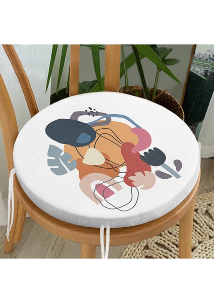 Real Homes Onedraw Çizimli Geometrik Desen Dijital Baskılı Modern Yuvarlak Fermuarlı Sandalye Minderi fiyatları