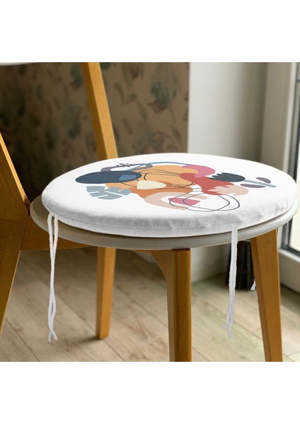 Real Homes Onedraw Çizimli Geometrik Desen Dijital Baskılı Modern Yuvarlak Fermuarlı Sandalye Minderi modelleri