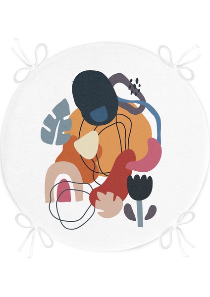 Real Homes Onedraw Çizimli Geometrik Desen Dijital Baskılı Modern Yuvarlak Fermuarlı Sandalye Minderi fırsatları