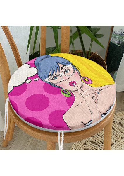 Real Homes Pop Art Dijital Baskılı Yuvarlak Fermuarlı Sandalye Minderi fiyatları