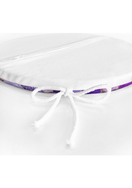 Real Homes Mor Renkli Ogea Desenli Özel Tasarım Yuvarlak Fermuarlı Sandalye Minderi indirimleri