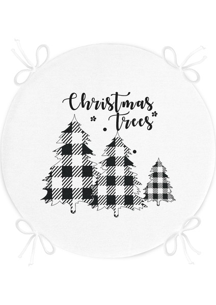 Real Homes Christmas Temalı Ekose Çam Ağacı Motifli Yuvarlak Fermuarlı Sandalye Minderi fırsatları