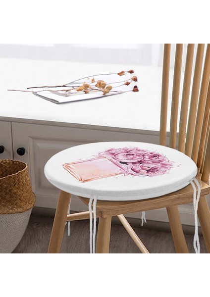 Real Homes Coco Parfüm Tasarımlı Dijital Baskılı Modern Yuvarlak Fermuarlı Sandalye Minderi modelleri