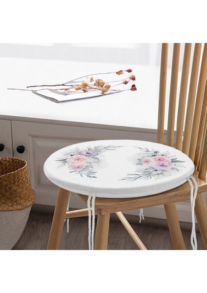 Real Homes Çiçek Motifli Dijital Baskılı Yuvarlak Fermuarlı Sandalye Minderi modelleri