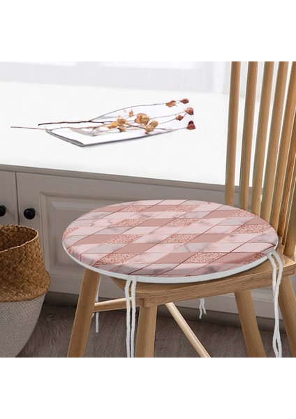 Real Homes Pudra Renkli Üçgen Zeminli Modern Yuvarlak Fermuarlı Sandalye Minderi modelleri