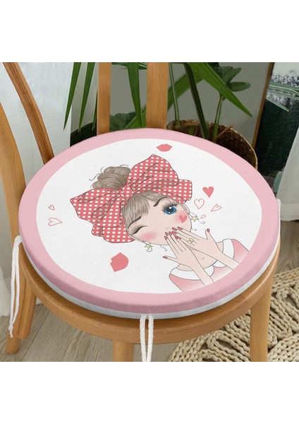 Real Homes Fashion Girl Dijital Baskılı Modern Yuvarlak Fermuarlı Sandalye Minderi fiyatları