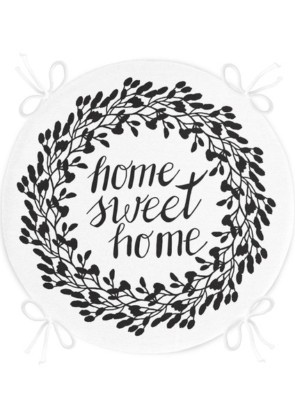 Real Homes Home Sweet Home Dijital Baskılı Yuvarlak Fermuarlı Sandalye Minderi fırsatları