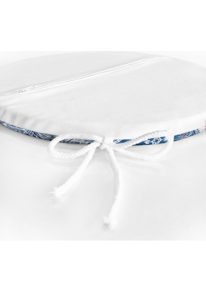 Real Homes Renkli Zemin Üzerinde Kar Tanesi Desenli Dijital Baskılı Modern Yuvarlak Fermuarlı Sandalye Minderi indirimleri