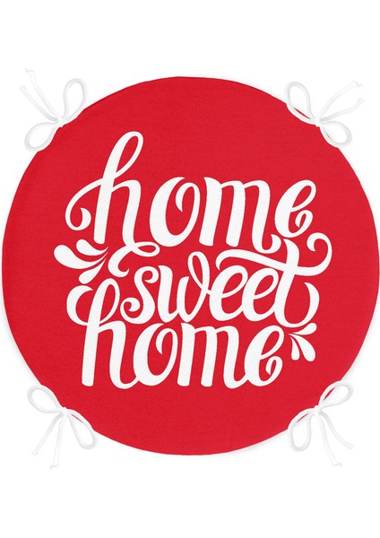 Real Homes Home Sweet Home Dijital Baskılı Yuvarlak Fermuarlı Sandalye Minderi fırsatları