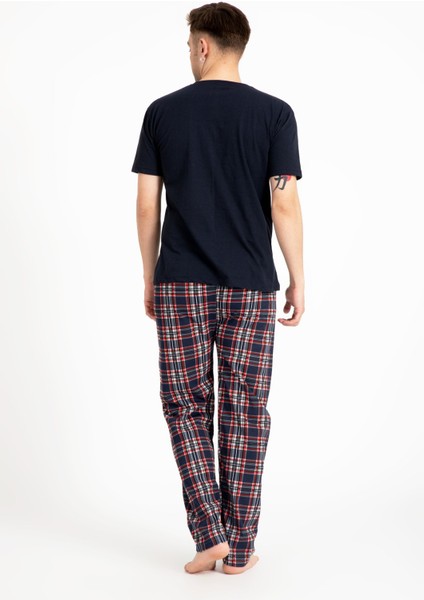 Erkek Baskılı Pijama Takımı Kısa Kollu Tampap 2170-K