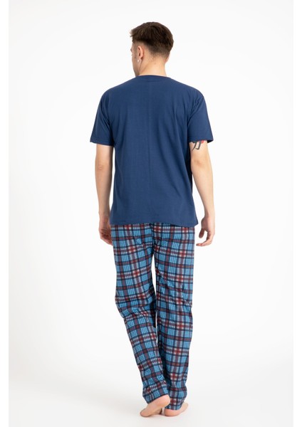 Erkek Baskılı Pijama Takımı Kısa Kollu Tampap 2170-K