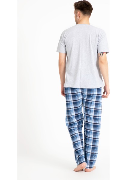 Erkek Baskılı Pijama Takımı Kısa Kollu Tampap 2170-K