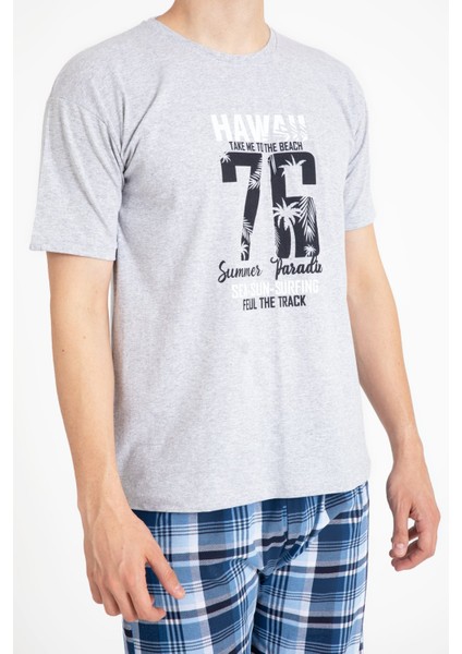 Erkek Baskılı Pijama Takımı Kısa Kollu Tampap 2170-K fırsatları