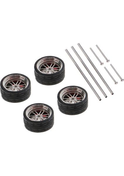 Rc 1/64 Araba Aksesuar Için Araba Kauçuk Tekerlek 4 Tekerlekler ve 3 Akslar 5 Uç Kapaklar A5 (Yurt Dışından)
