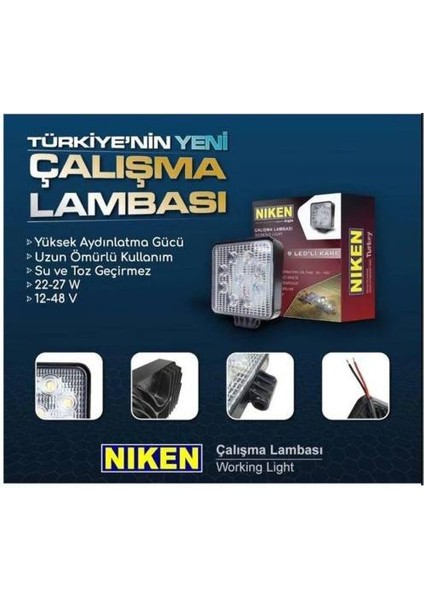 Nıken 16 Ledli 12V 24V Kare Çalışma Lambası fiyatları