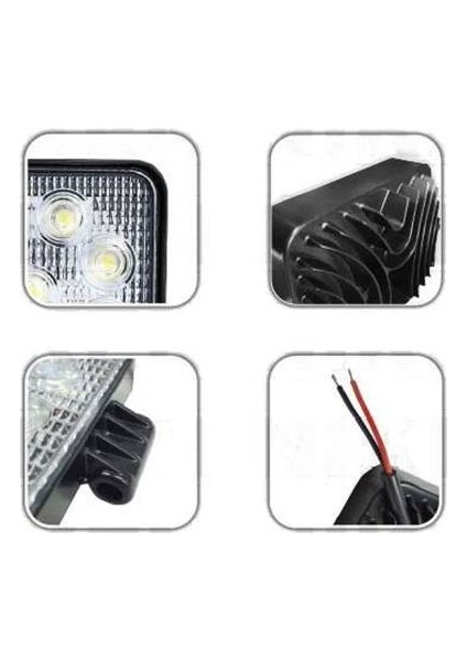 Nıken 16 Ledli 12V 24V Kare Çalışma Lambası modelleri