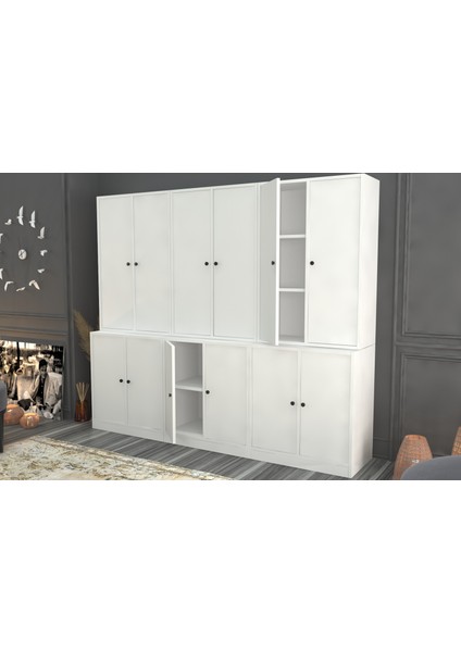 Dolapli Vitrin Beyaz 196 cm VTR-1056-Ç fiyatları