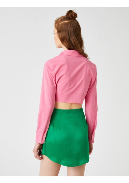 Derin V Yaka Önden Bağcık Detaylı Yandan Fermuarlı Crop Bluz fırsatları