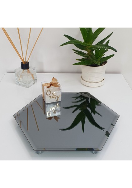 Ayna Sunum Tepsisi Füme Ayna - Söz-Nişan Tepsisi Altıgen Ayna fiyatları