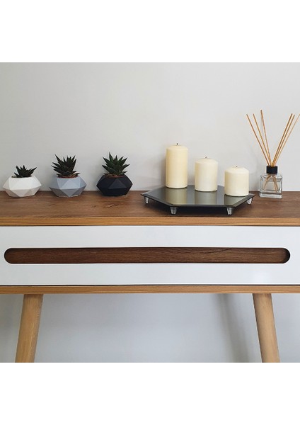 Ayna Sunum Tepsisi Füme Ayna - Söz-Nişan Tepsisi Altıgen Ayna fırsatları