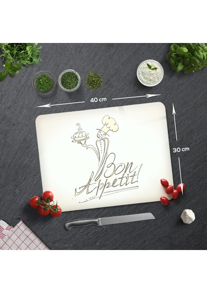 Cam Kesme Tahtası - Cam Kesme Tablası | Bon Appetit - Şef | 30cm x 40cm
