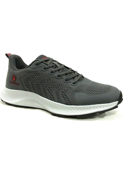 Gri Kırmızı Sneakers Bağcıklı Spor Ayakkabı