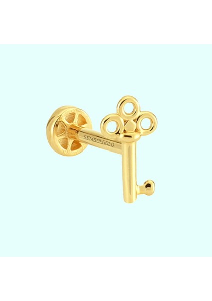 Altın Anahtar Tragus Piercing 14 Ayar