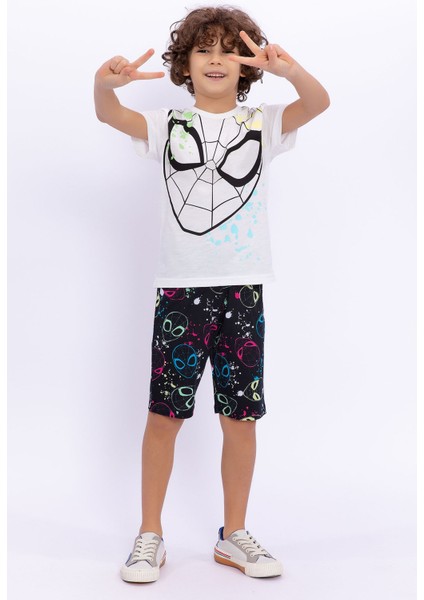 Lisanslı Krem Siyah Erkek Çocuk Bisiklet Yaka Bermuda Takım fiyatları