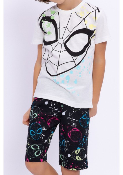 Lisanslı Krem Siyah Erkek Çocuk Bisiklet Yaka Bermuda Takım modelleri