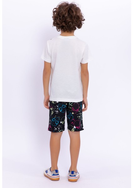 Lisanslı Krem Siyah Erkek Çocuk Bisiklet Yaka Bermuda Takım fırsatları