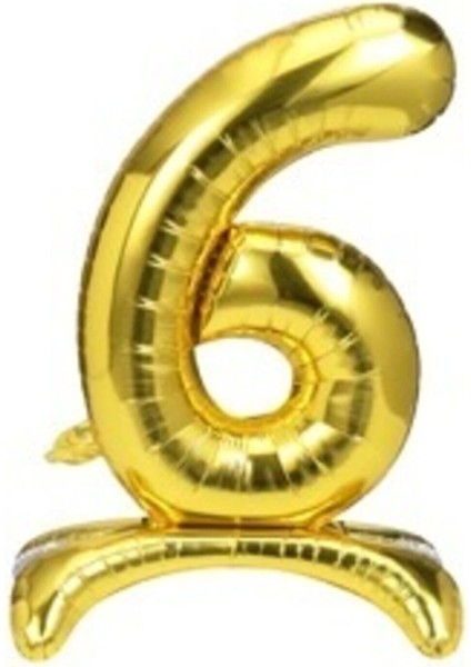 6 Yaş Gold Renkli Ayaklı Folyo Balon Rakam 32 Inç 80 cm