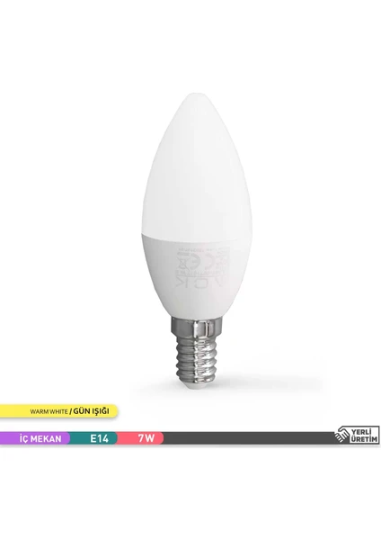 LED Mum Ampul 3000K Gün Işığı 220V 7W E14