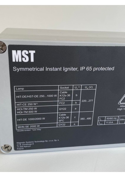 Yüksek Yoğunluklu Deşarj Lambası Ignitör Ateşleyici 230/480 Zır 2000 As 2l