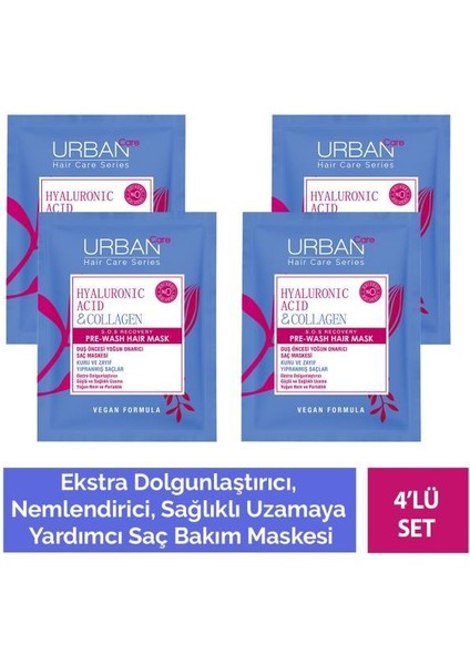 Hyaluronic Acid & Collagen Saç Bakım Maskesi 4’lü Set